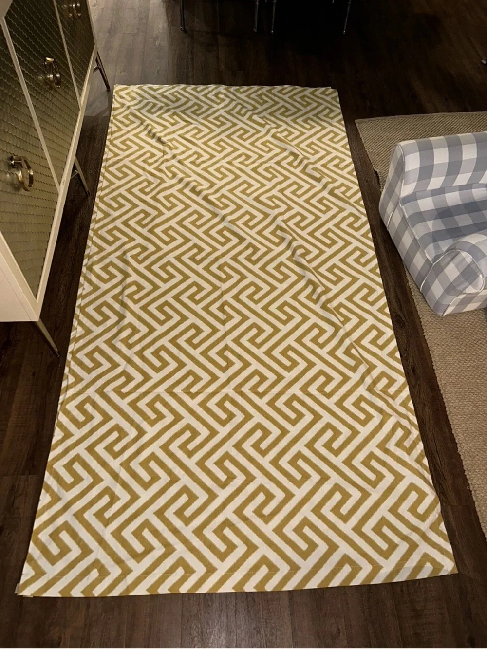 NWT - West Elm Yellow and White Ikat Key Curtain Panel Pair C#1